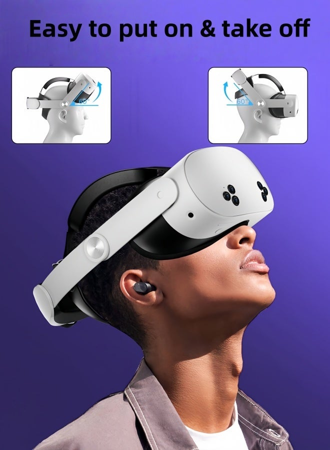 كول رابي حزام رأس مزود بإضاءة RGB وبطارية لأجهزة Meta/Oculus Quest 3/Quest 3S، بطارية بسعة 10000 مللي أمبير توفر 8 ساعات من اللعب المتواصل، شحن سريع، ملحقات بديلة قابلة للتعديل، دعم وتوازن محسّنان في الواقع الافتراضي - Image 4